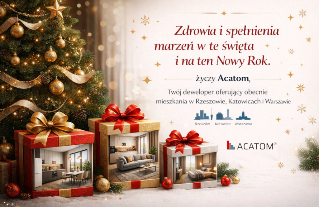 Zdrowia i spełnienia marzeń w te święta i na ten Nowy Rok. Życzy ACATOM, Twój deweloper